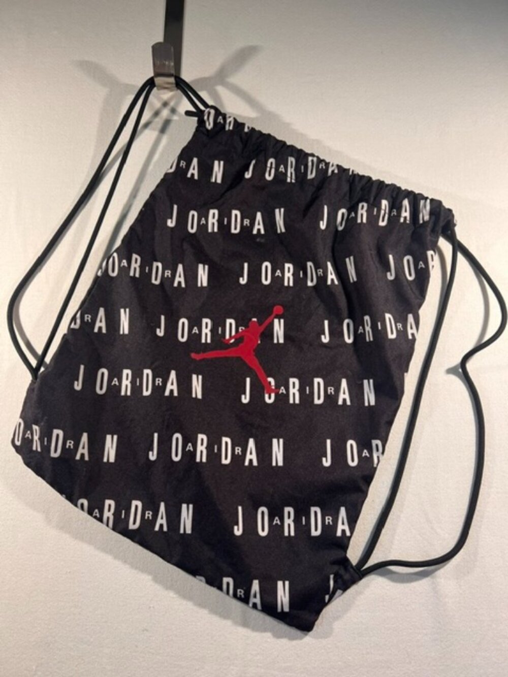 Nike‎ Air Jordan Core Printed Drawstring Gym Sack Backpack Bag Black Red Jumpman